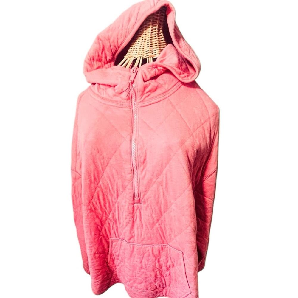 Old Navy Coral Pink Quilted Hoodie Size L - Picture 2 of 9